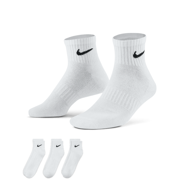 Nike Cotton Cushioned Ankle Socks 3pk White Evolve Skate Store