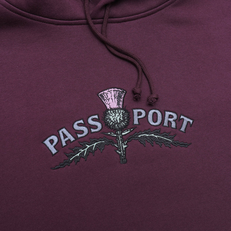 Pass~Port Thisle Embroidery Hood - Berry