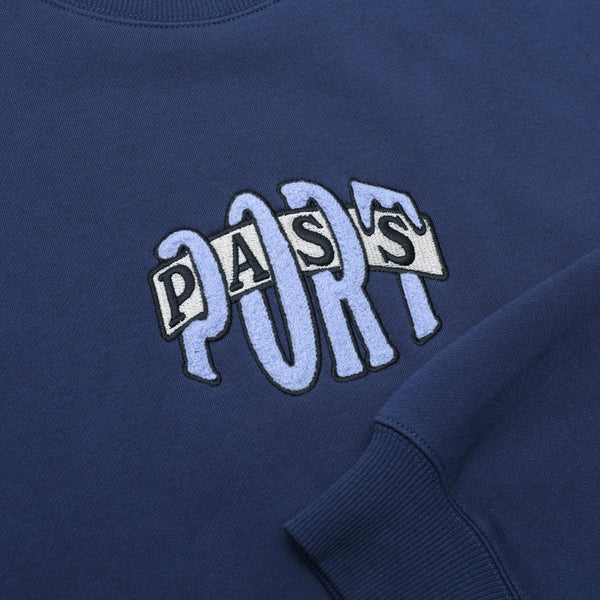 Pass~Port Bulb Logo Chenille Crewneck - Navy