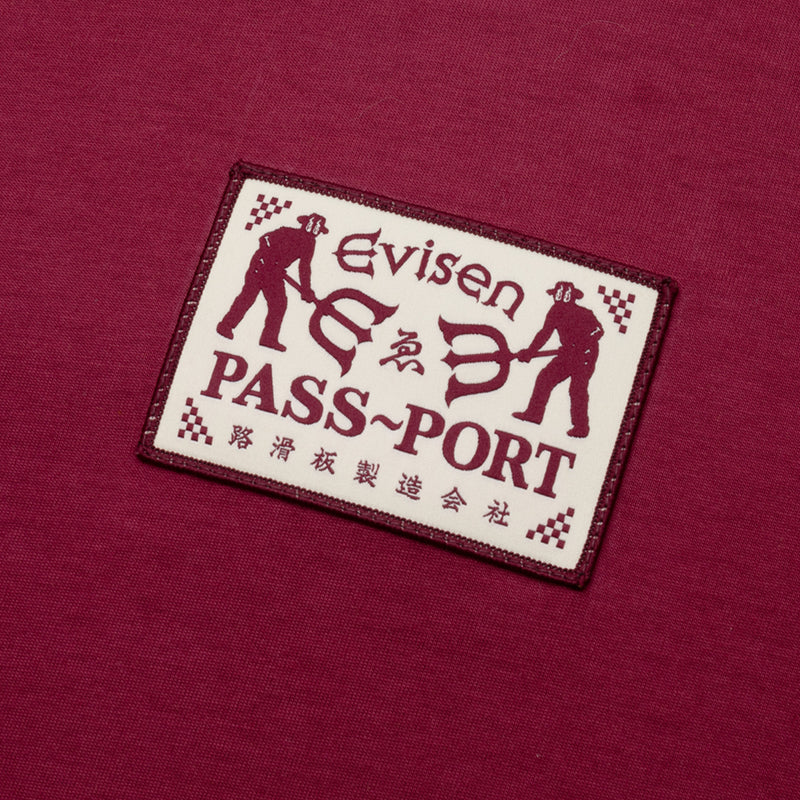 Pass~Port x Evisen Logo Lock Up Tee - Burgundy