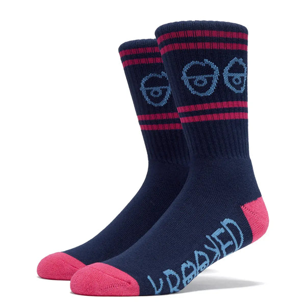 Krooked Eyes Sock - Navy/ Blue/ Magenta