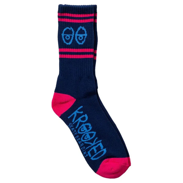 Krooked Eyes Sock - Navy/ Blue/ Magenta