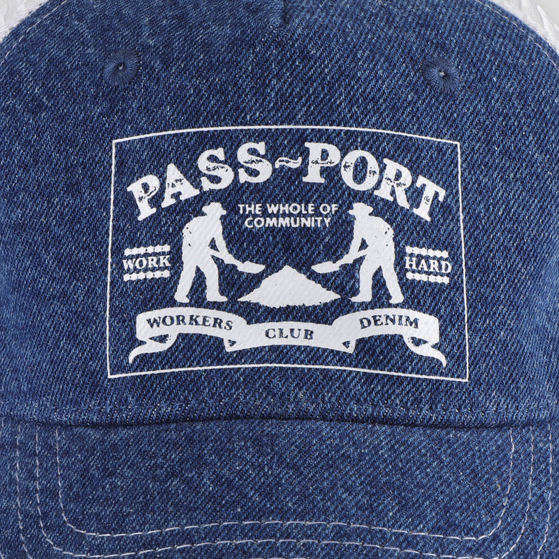 Pass~Port Workers Club Denim Packers Trucker Cap - Washed Dark Indigo