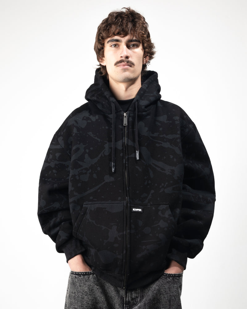 ICHPIG Splatter Zip-Up Hood - Black