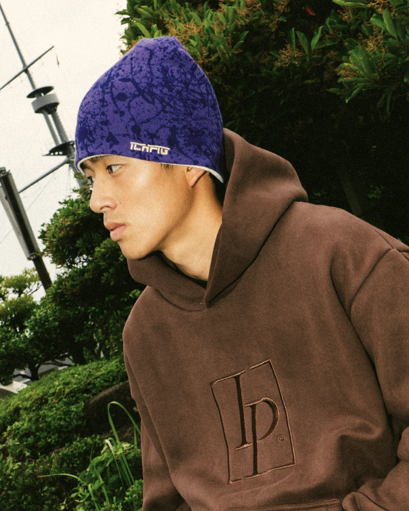 ICHPIG Splatter Reversible Beanie - Plum/ Cream