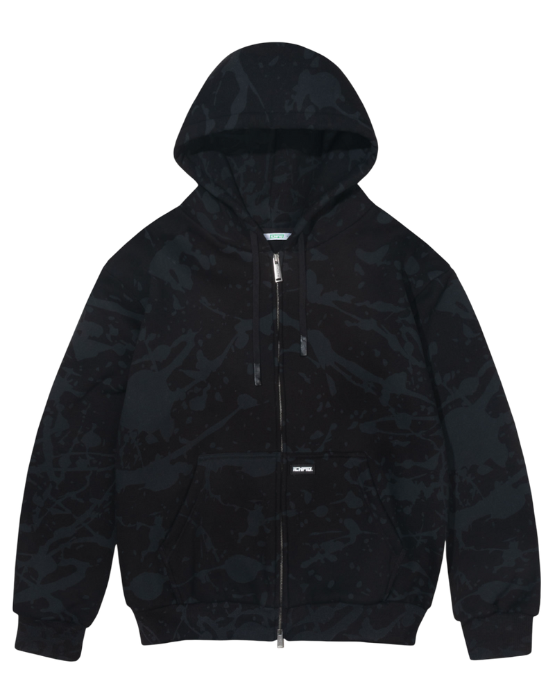ICHPIG Splatter Zip-Up Hood - Black