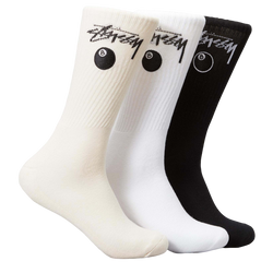 Stussy 8 Ball Socks - Embroidered 3 Pack