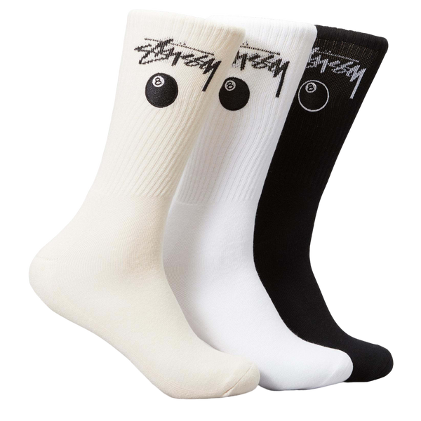 Stussy 8 Ball Socks - Embroidered 3 Pack