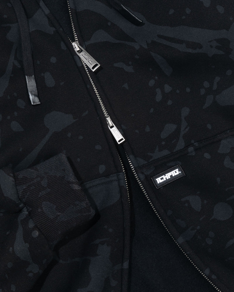 ICHPIG Splatter Zip-Up Hood - Black