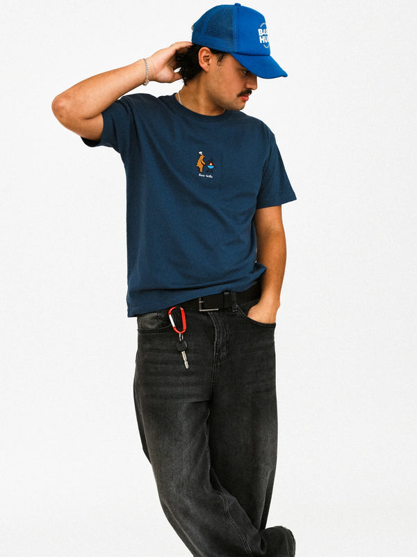 Palmah Bear Grills Tee - Petrol Blue
