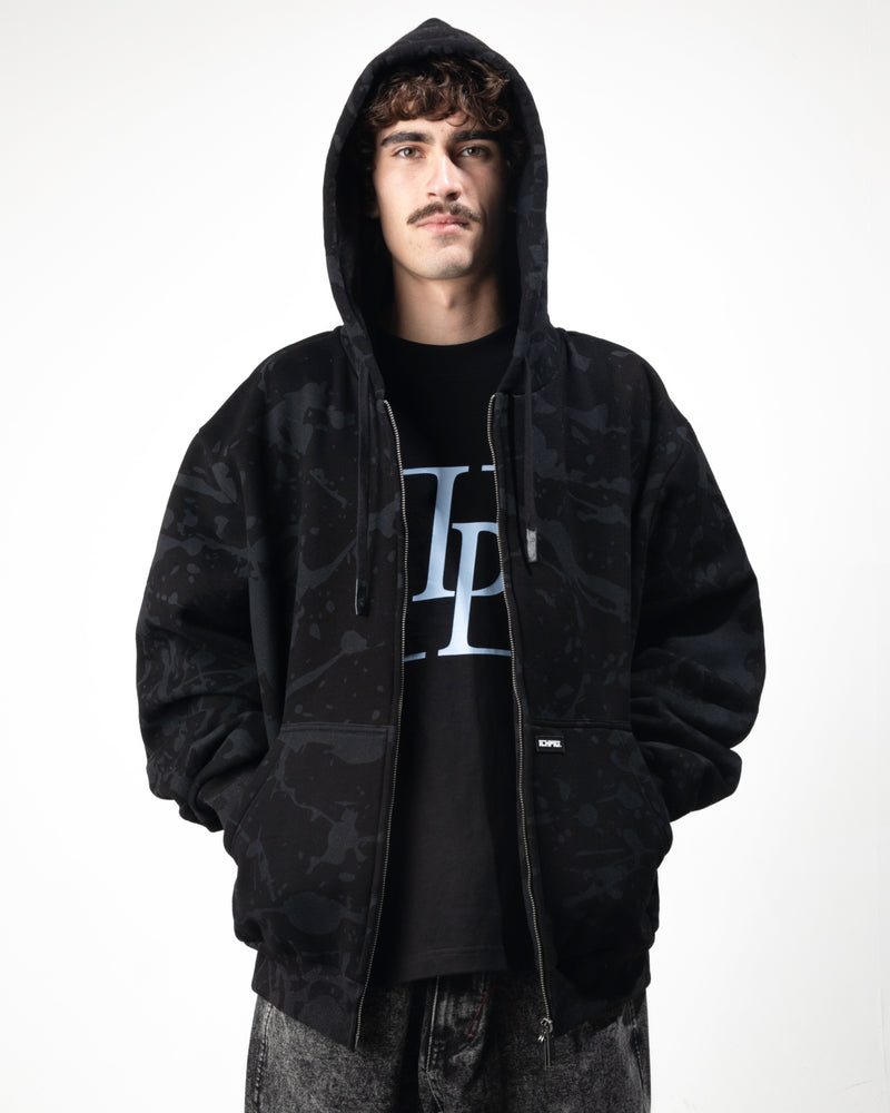 ICHPIG Splatter Zip-Up Hood - Black