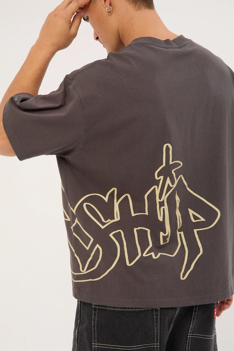 Worship Sprays Oversized Tee - Worn Black