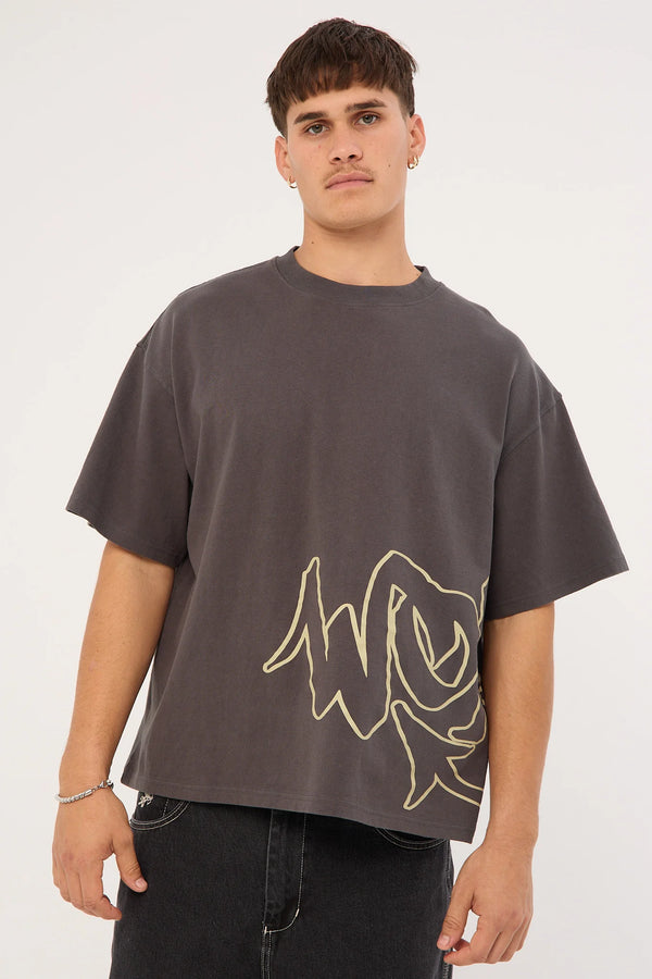 Worship Sprays Oversized Tee - Worn Black