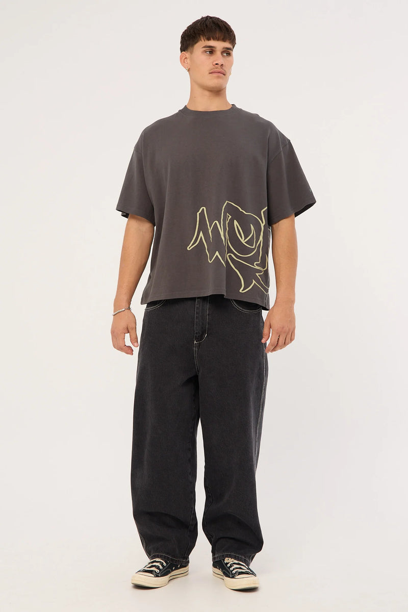 Worship Sprays Oversized Tee - Worn Black