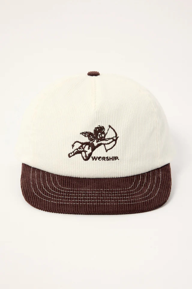 Worship Cherub Cord 5 Panel Hat - Dark Choc