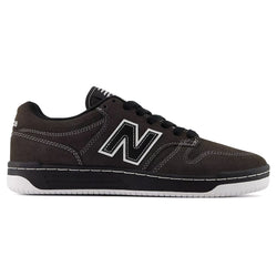New Balance 480 - Black Cement with White Contrast Stitch