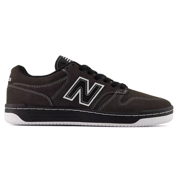 New Balance 480 - Black Cement with White Contrast Stitch