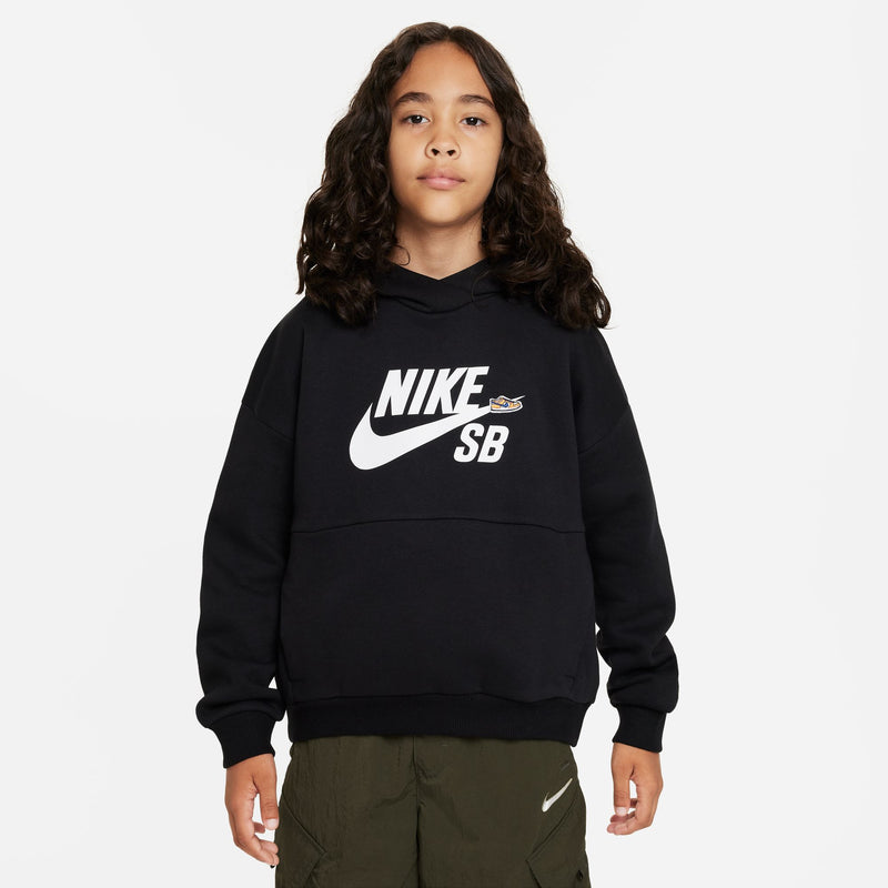 Nike SB Icon Fleece EasyOn Youth Hoodie - Black