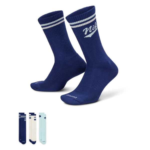 Nike Everyday Plus Cushioned Crew Socks 3pk - Blue / White