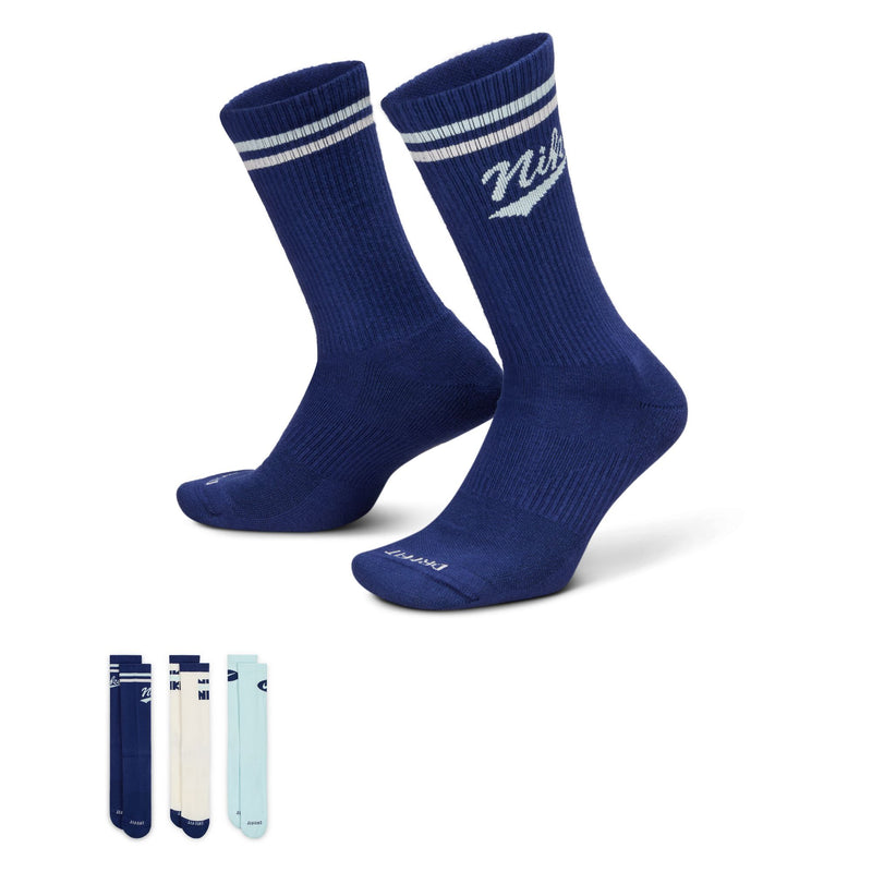 Nike Everyday Plus Cushioned Crew Socks 3pk - Blue / White