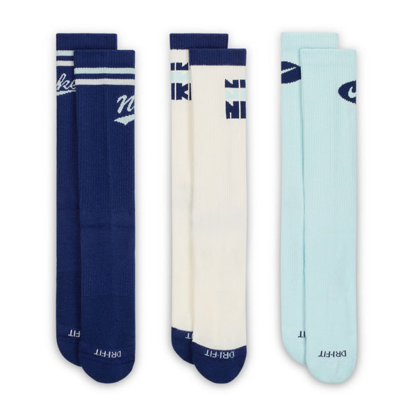 Nike Everyday Plus Cushioned Crew Socks 3pk - Blue / White