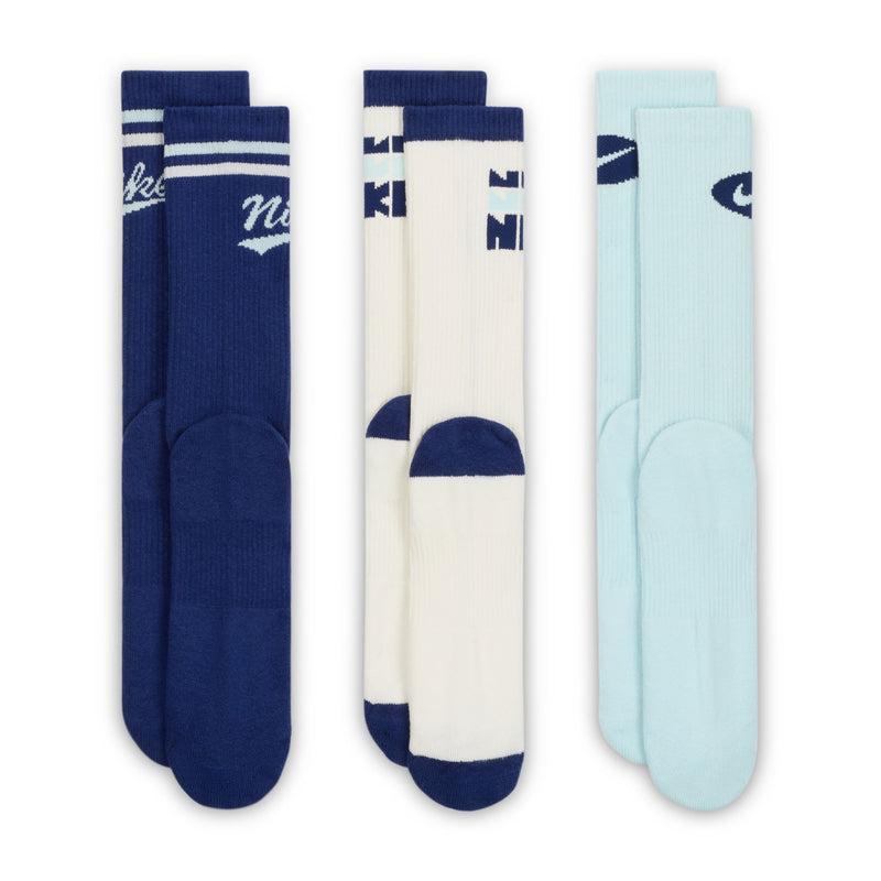 Nike Everyday Plus Cushioned Crew Socks 3pk - Blue / White