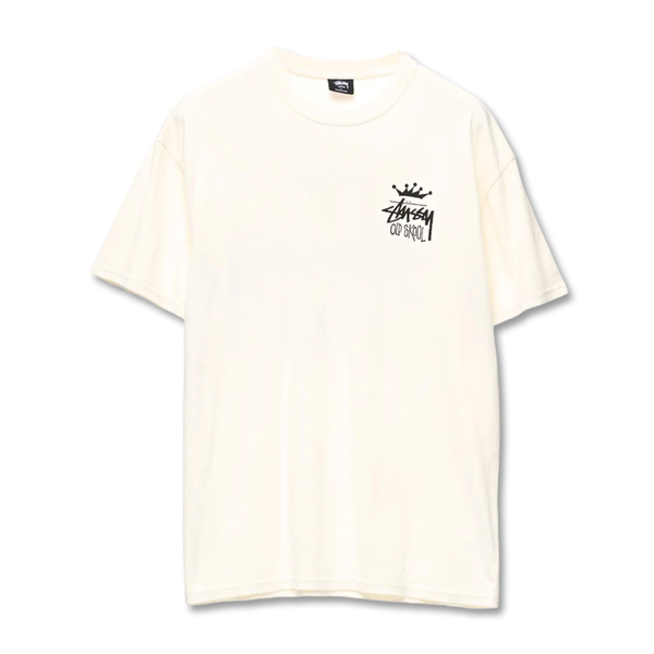 Stussy Old Skool 50-50 Tee - Pigment Washed White