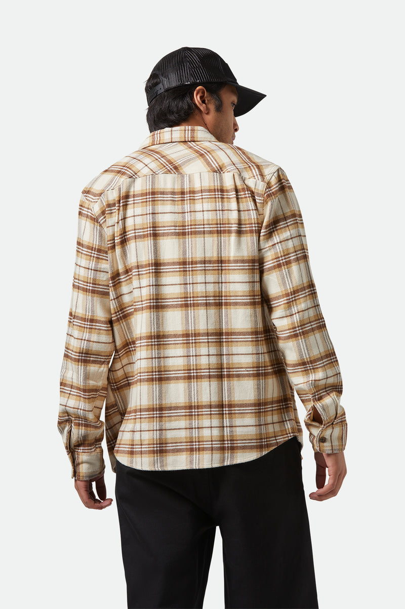 Brixton Bowery L/S Flannel - Whitecap/ Sand/ Pinecone Brown