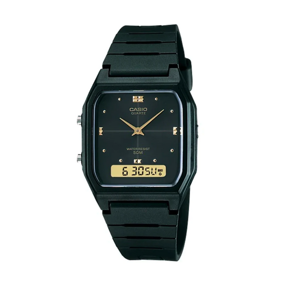 Casio Vintage Black / Gold Duo Watch AW48HE-1A