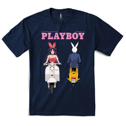 Color Bars Playboy Scoot Tee - Navy