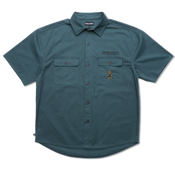Pass~Port Vineyard Workers Short Sleeve Shirt - Bottle Green