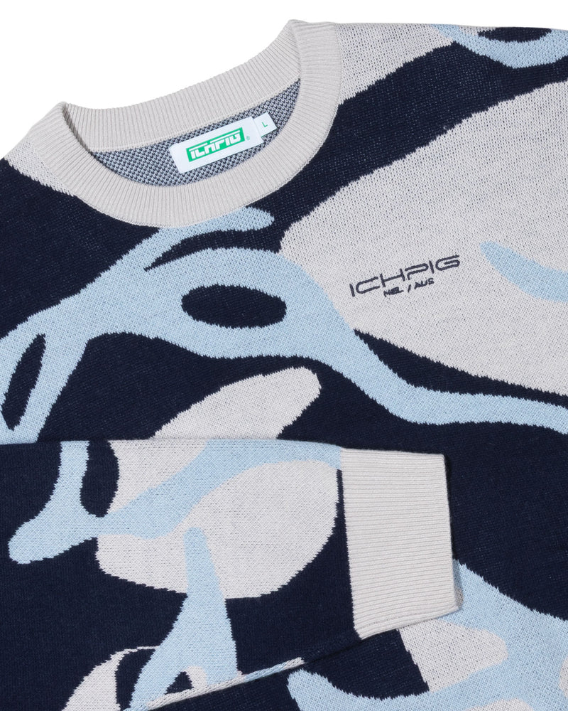 ICHPIG Glyph Knitted Crew - Oceanic