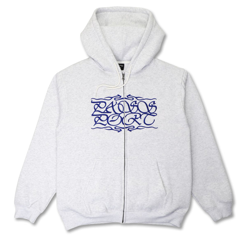 Pass~Port Calligraphy Embroidery Zip Hoodie - White Marle – Evolve