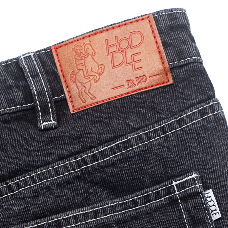 Hoddle 16 Ounce Denim Jean Faded Black with White Stitching