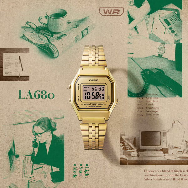 CASIO Vintage Gold Ladies Illuminator LA680WGA-9D