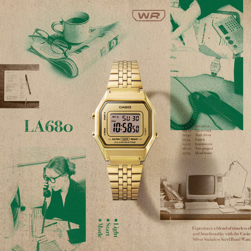 CASIO Vintage Gold Ladies Illuminator LA680WGA-9D
