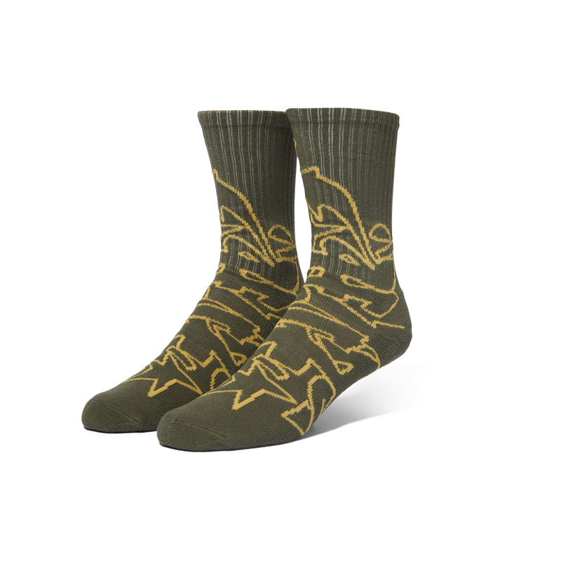 HUF Outlines Crew Sock - Olive