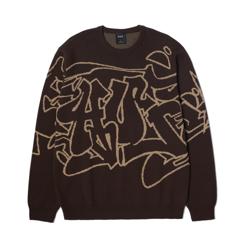 HUF Outlines Crewneck Sweater - Espresso