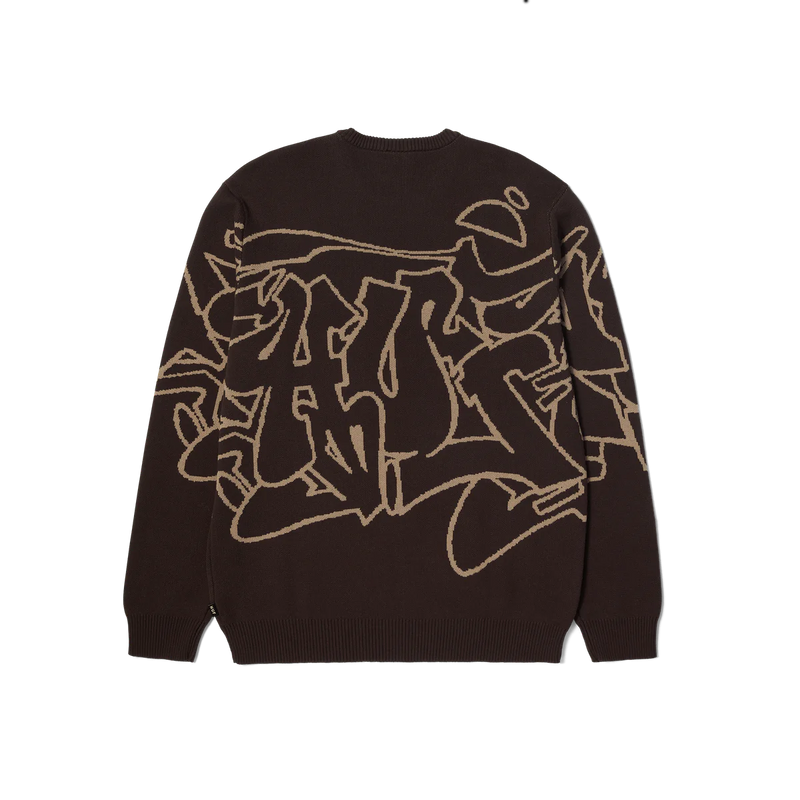 HUF Outlines Crewneck Sweater - Espresso