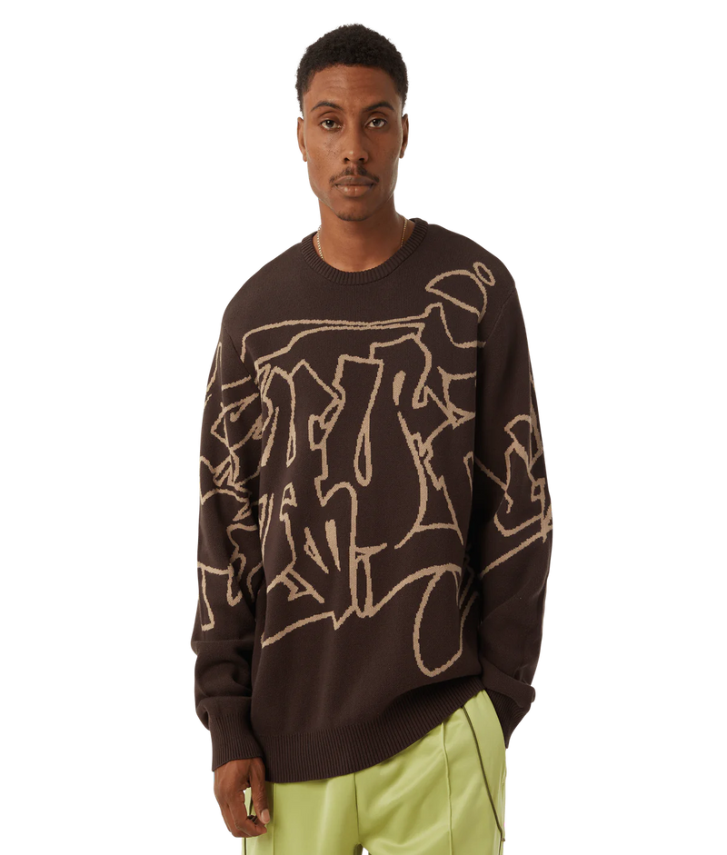 HUF Outlines Crewneck Sweater - Espresso