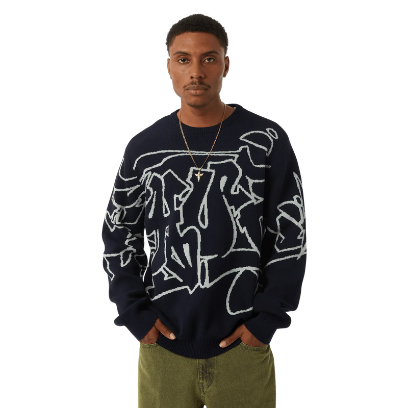 HUF Outlines Crewneck Sweater - Navy