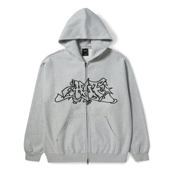 HUF Outlines Full Zip Heavy Weight Hoodie - Heather Grey