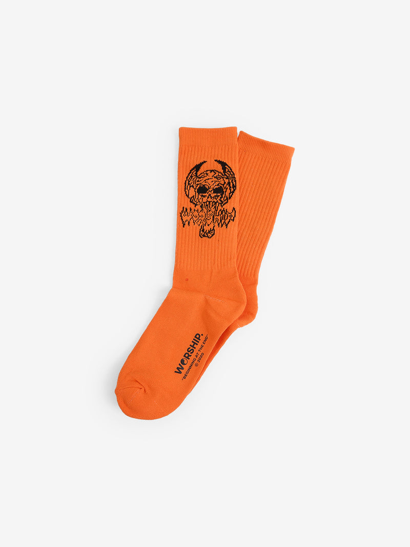 Worship Death Eater Socks 3 Pack - White/Black/Orange