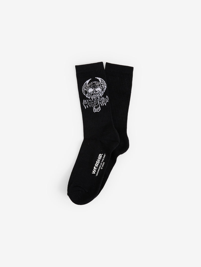 Worship Death Eater Socks 3 Pack - White/Black/Orange