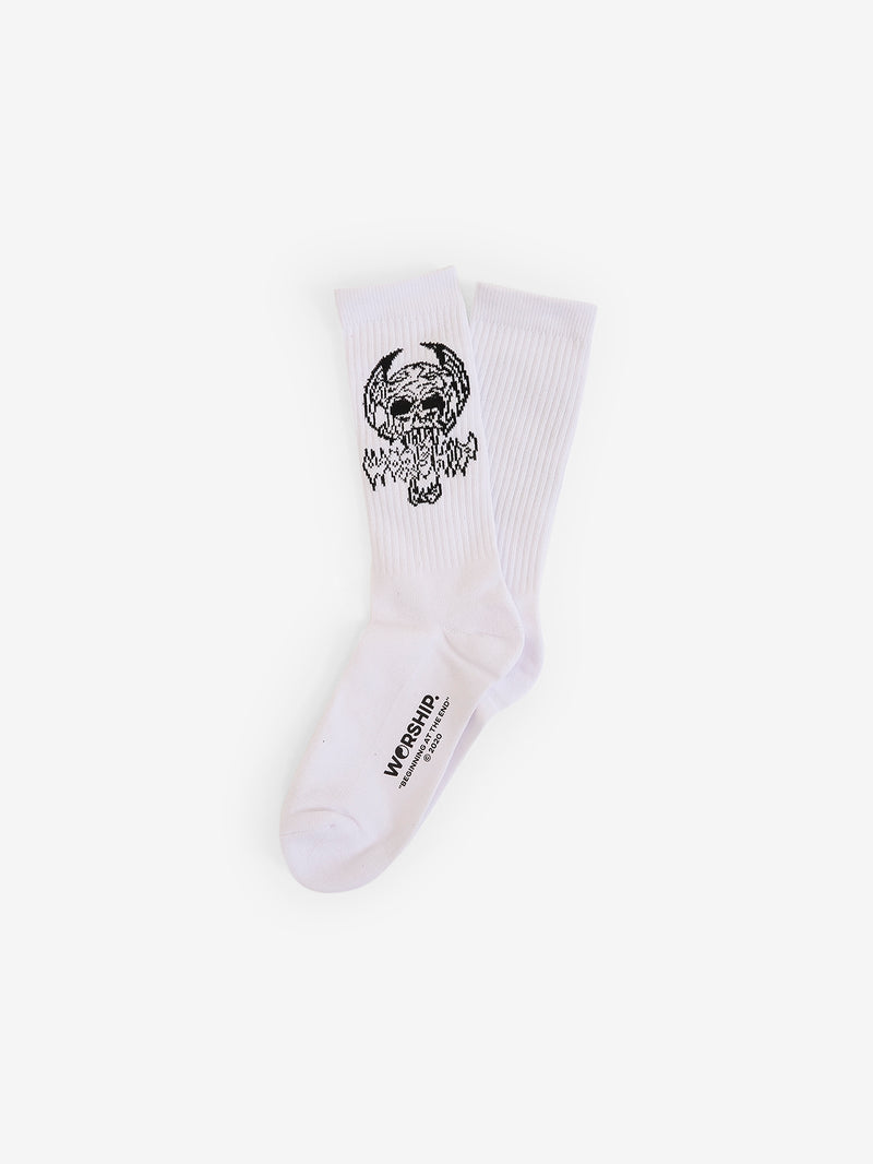 Worship Death Eater Socks 3 Pack - White/Black/Orange