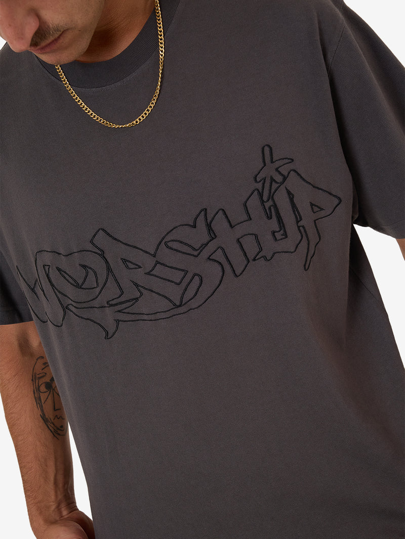 Worship Throws Tee - Worn Black