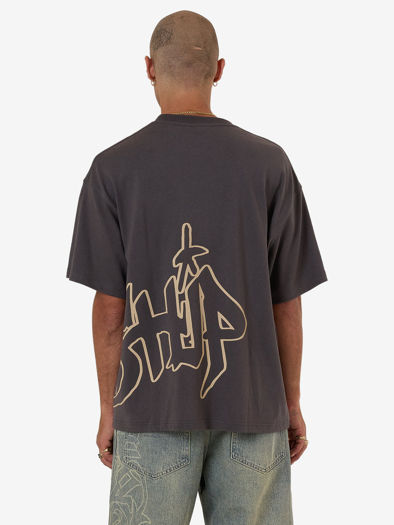 Worship Sprays Oversized Tee - Worn Black