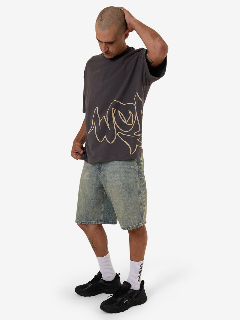 Worship Sprays Oversized Tee - Worn Black