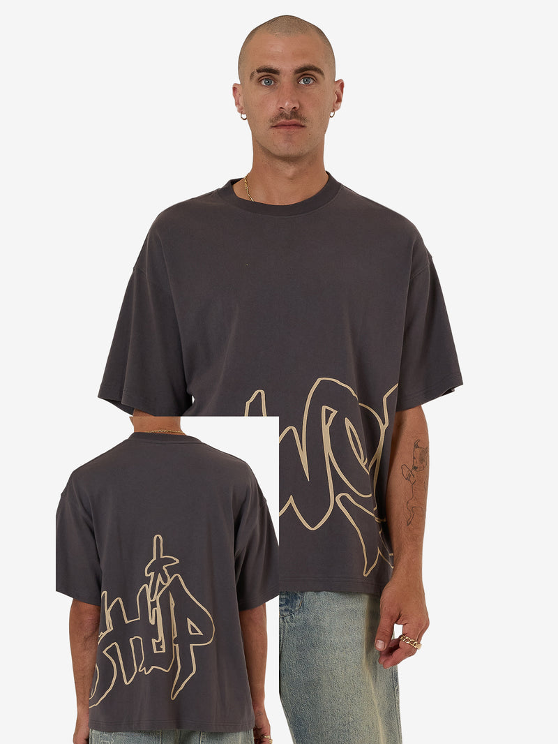 Worship Sprays Oversized Tee - Worn Black