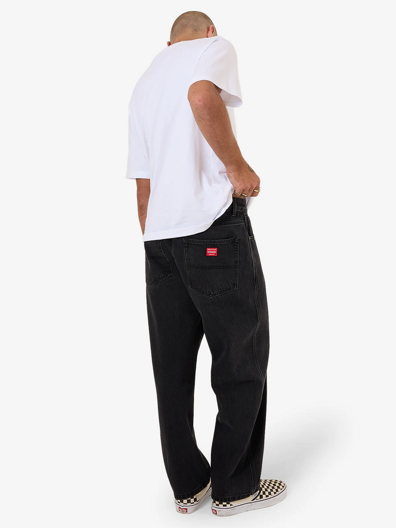 Worship Big Lounger Jean - Washed Black